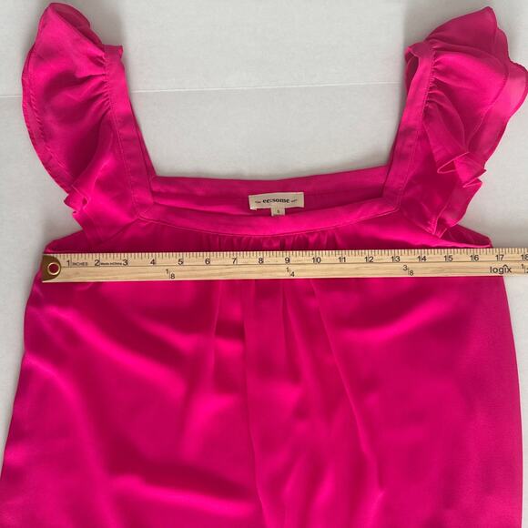 ee: some WOMENS BOUTIQUE PINK TOP CHIFFON OVERLAY SIZE SMALL NEW - Picture 4 of 8